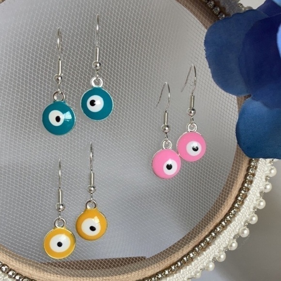 EVIL Eye Minimalist Drop Earrings - Picture 9 of 9